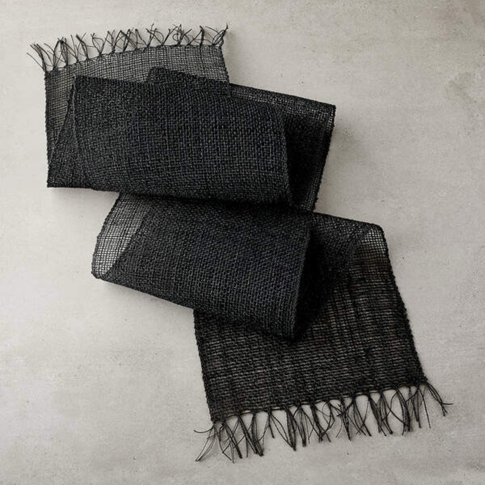 CB2 OPEN WEAVE RUNNER BLACK 14"X90"